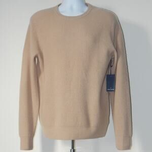 NWT DANIEL HECHTER Paris CASHMERE Waffle Knit Pullover Sweater Beige Men’s LARGE